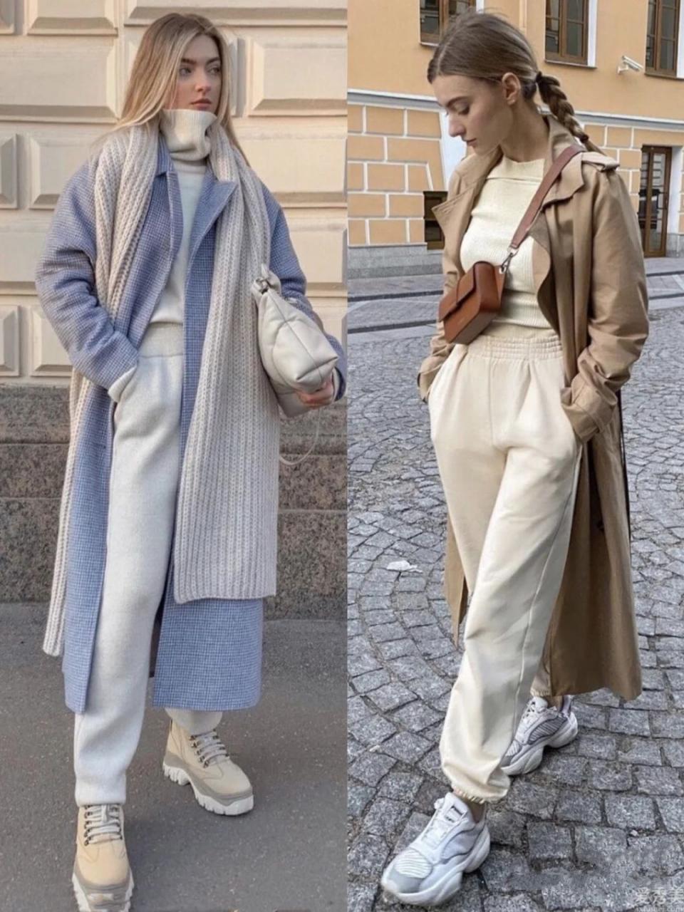 96年俄羅斯美女時尚博主真會穿，冬季服裝傳奇sf配色出色，怪不得那麼火爆